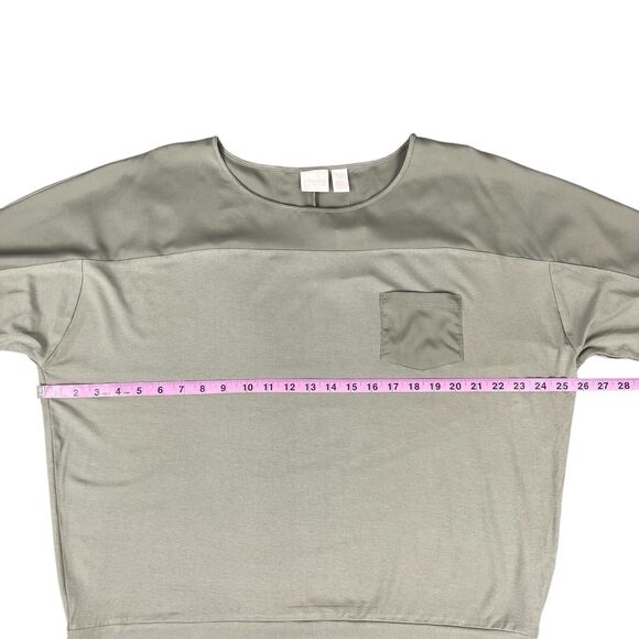 Chicos Collection Women’s Kylie Top 3/XL/16 Green Pocket 3/4 Sleeve Shirt - Picture 7 of 11